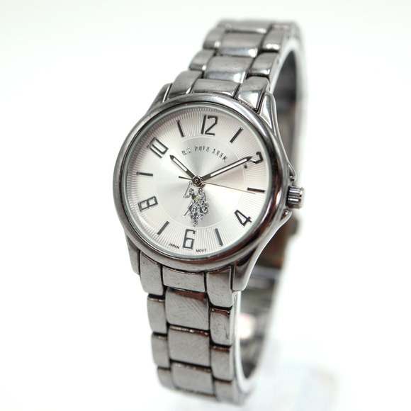 US Polo Assn Womens Watch 28mm Silver Gray Tone Steel Bracelet with New Battery - Picture 1 of 14